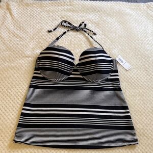 NWT Old Navy Black and White Striped Swim/Tankini Top
